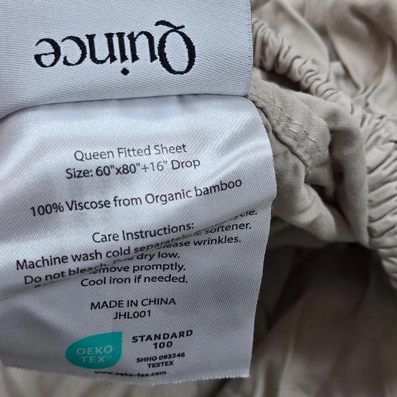 QUINCE Bamboo Fitted Sheet Set Queen Sand 6446 - Picture 7 of 11